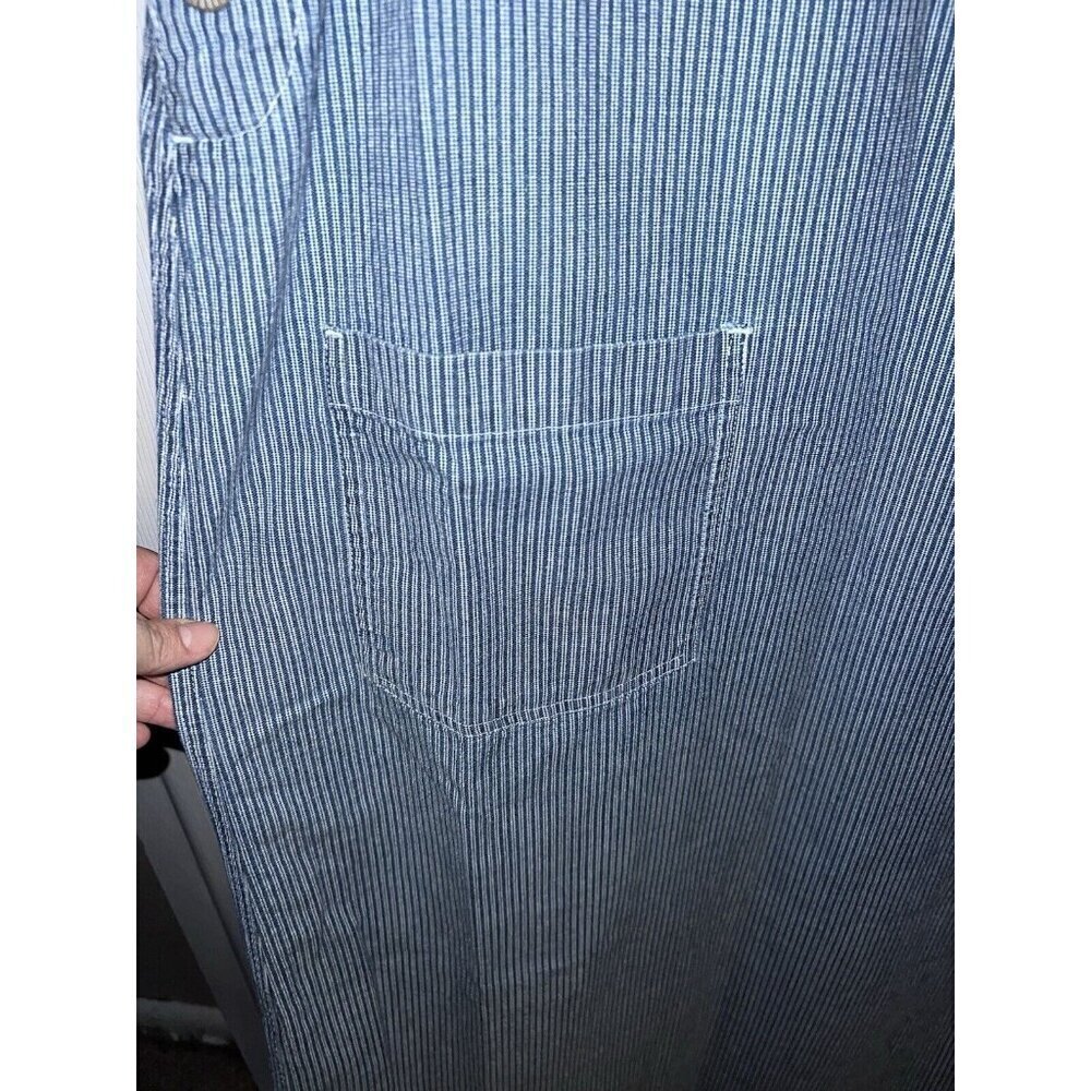 ERIKA & CO. Y2K Denim Thin Stripe Dungarees Maxi Jumper Dress Sz L - Picture 7 of 13